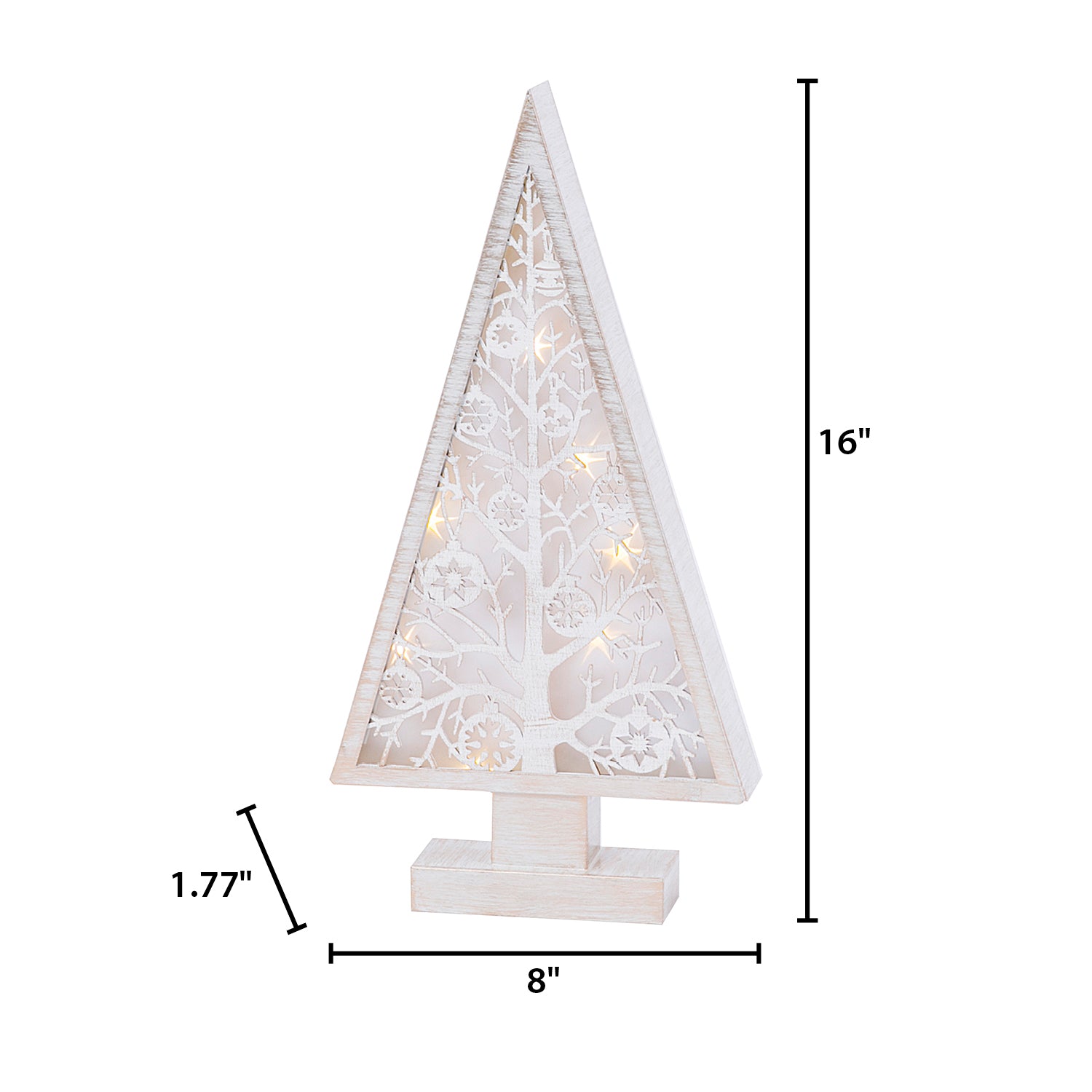 16-in H Battery- Operated Lighted Metal and Laser Cut Wood Tree